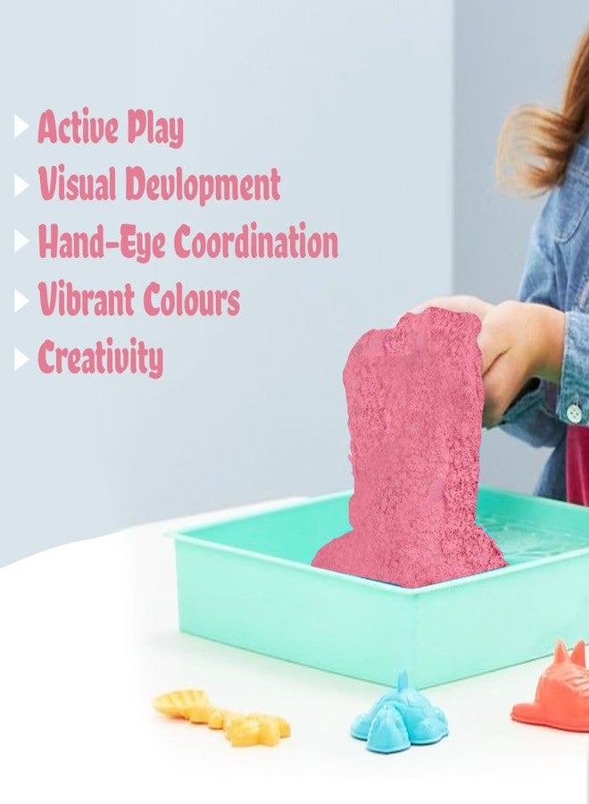 Rabbit Magic Flow 1KG Play Sand Bucket for Kids - Includes 20 Fun Moulds, Roller & Cutter | Soft, Mess-Free Sand for Creative Play & Sensory Fun | Age 5+ (Brown & Pink) - Image 5